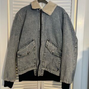 Men's Denim Jacket with Cream Collar